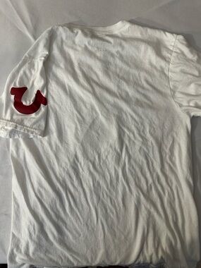 True Religion White Crewneck Tee with Black Logo Print